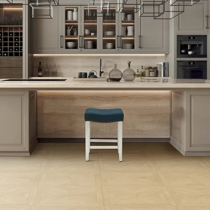 Jameson Upholstered Polyester Antique White 24 Inch Counter Stool