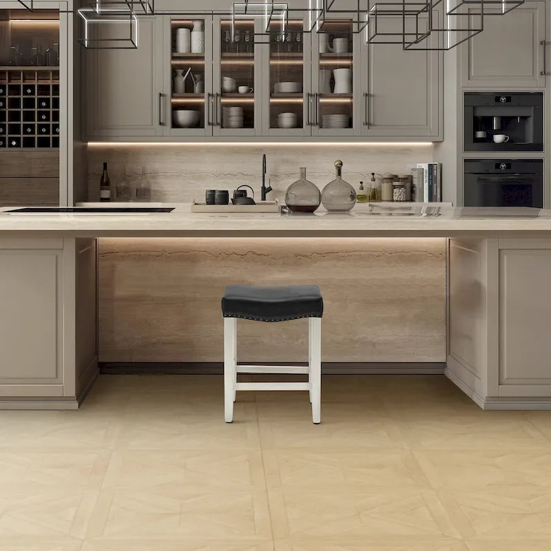 Jameson Upholstered Polyester Antique White 24 Inch Counter Stool