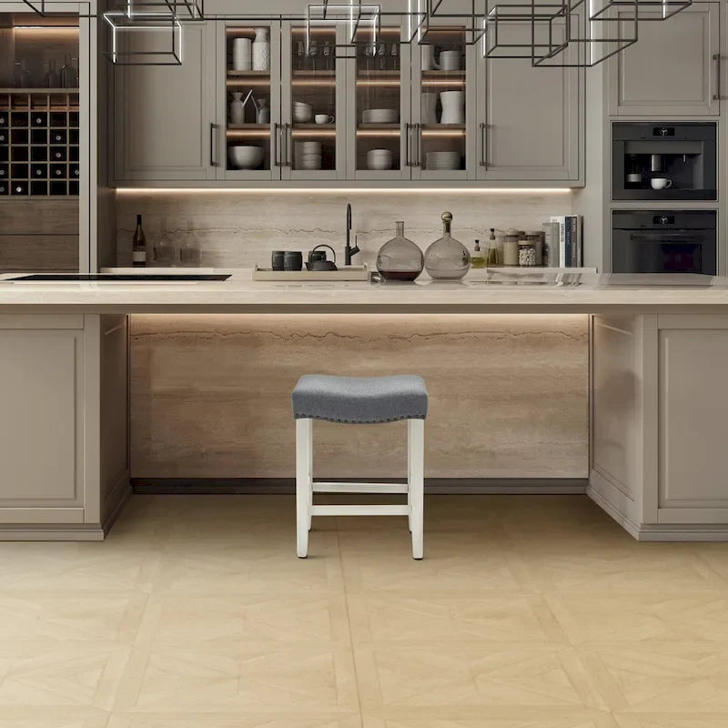 Jameson Upholstered Polyester Antique White 24 Inch Counter Stool