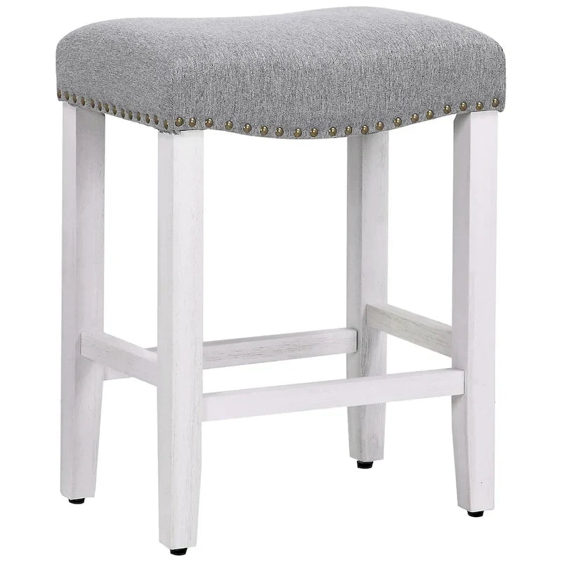 Jameson Upholstered Polyester Antique White 24 Inch Counter Stool