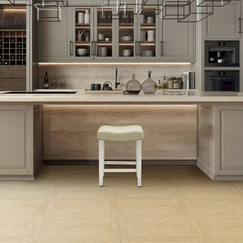 Jameson Upholstered Polyester Antique White 24 Inch Counter Stool