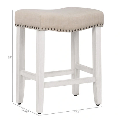 Jameson Upholstered Polyester Antique White 24 Inch Counter Stool