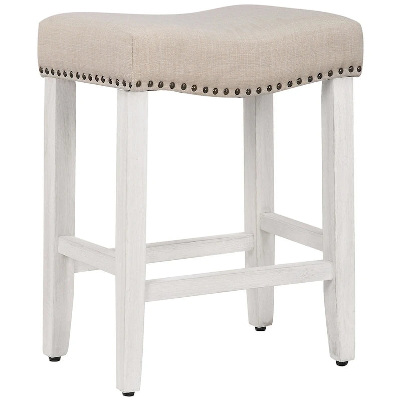 Jameson Upholstered Polyester Antique White 24 Inch Counter Stool