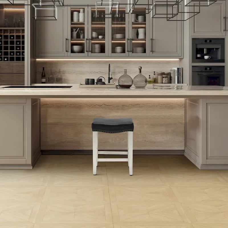 Jameson Upholstered Polyester Antique White 24 Inch Counter Stool