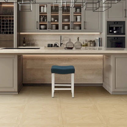 Jameson Upholstered Polyester Antique White 24 Inch Counter Stool