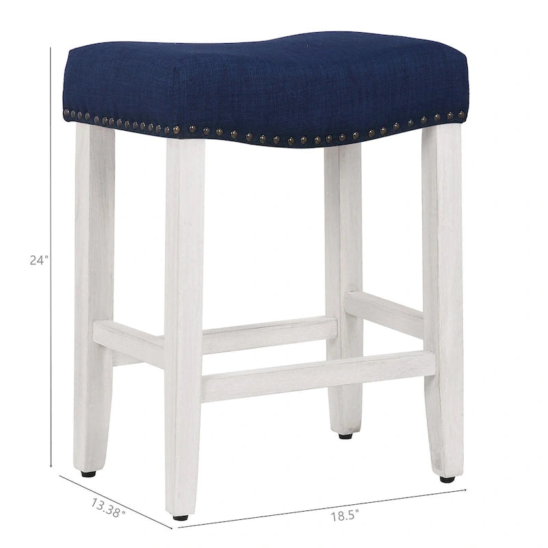 Jameson Upholstered Polyester Antique White 24 Inch Counter Stool