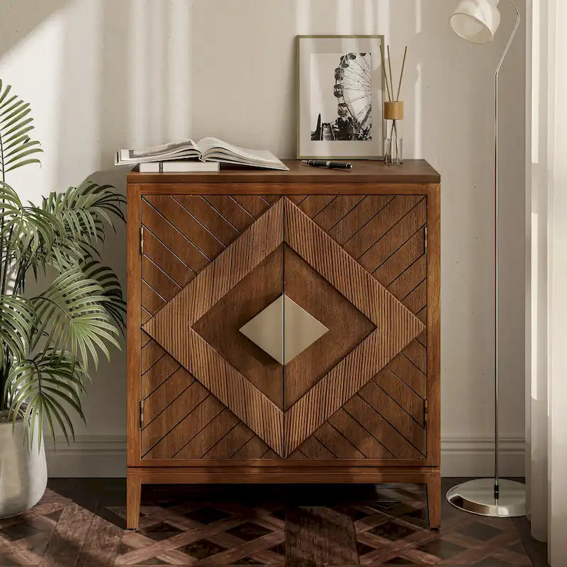 COZAYH Farmhouse Storage Dresser Accent Sideboard Wood Buffet Cabinet with 2-Door for Living Room, Hallway, Bedroom, Dining Room