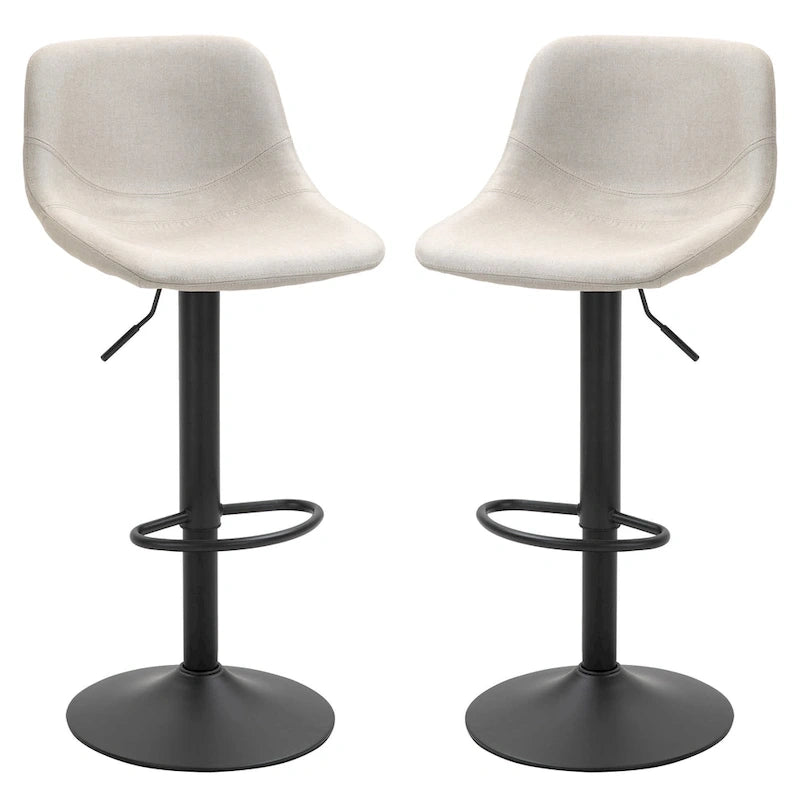 HOMCOM Swivel Bar Stools Set of 2 Bar Chairs Adjustable Height Barstools Padded with Back for Kitchen, Counter, and Home Bar