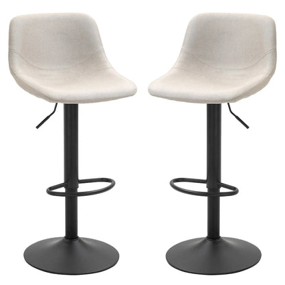 HOMCOM Swivel Bar Stools Set of 2 Bar Chairs Adjustable Height Barstools Padded with Back for Kitchen, Counter, and Home Bar