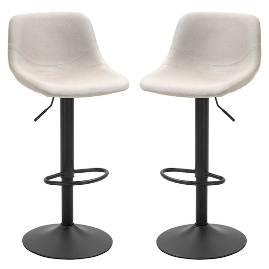 HOMCOM Swivel Bar Stools Set of 2 Bar Chairs Adjustable Height Barstools Padded with Back for Kitchen, Counter, and Home Bar