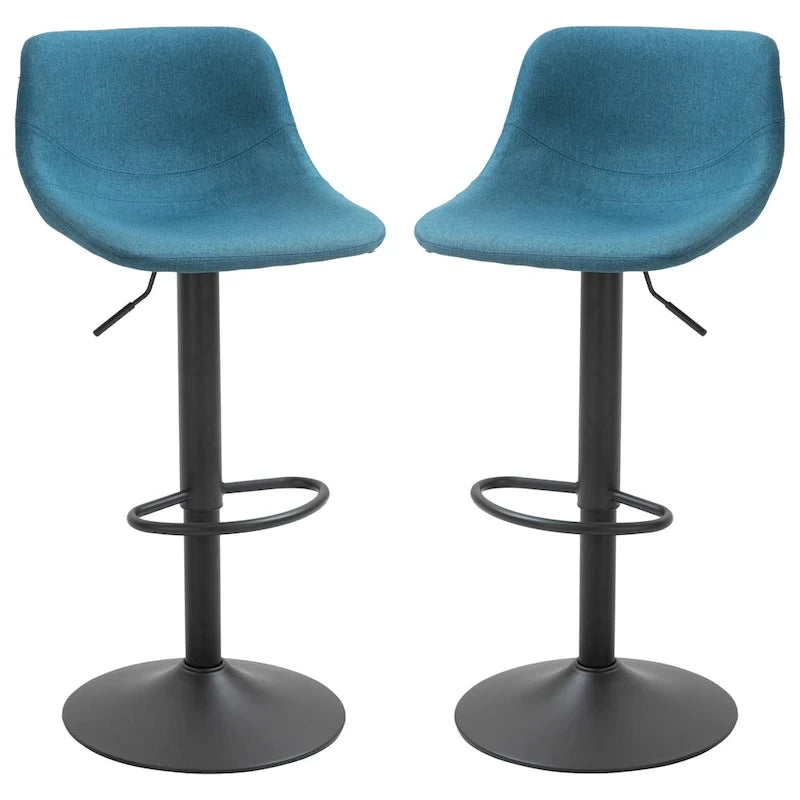 HOMCOM Swivel Bar Stools Set of 2 Bar Chairs Adjustable Height Barstools Padded with Back for Kitchen, Counter, and Home Bar