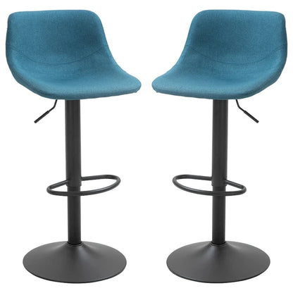 HOMCOM Swivel Bar Stools Set of 2 Bar Chairs Adjustable Height Barstools Padded with Back for Kitchen, Counter, and Home Bar