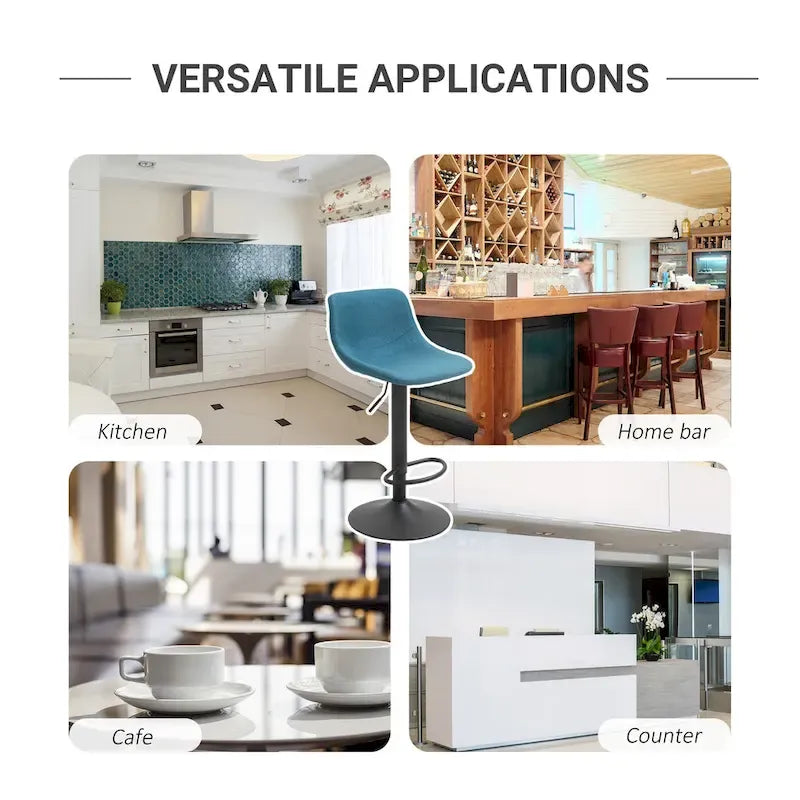 HOMCOM Swivel Bar Stools Set of 2 Bar Chairs Adjustable Height Barstools Padded with Back for Kitchen, Counter, and Home Bar