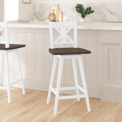 Modern Farmhouse Wooden Swivel Counter Stool