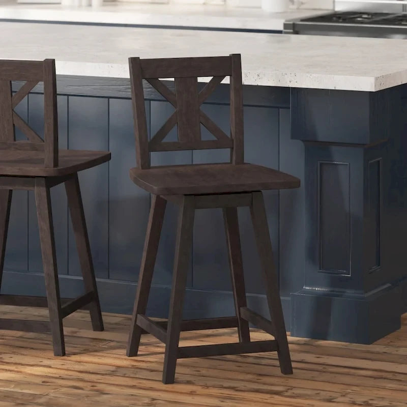 Modern Farmhouse Wooden Swivel Counter Stool