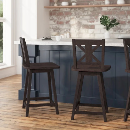 Modern Farmhouse Wooden Swivel Counter Stool