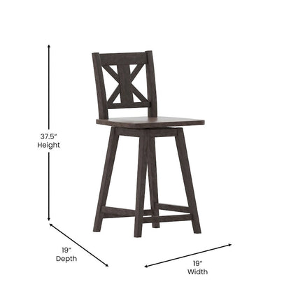Modern Farmhouse Wooden Swivel Counter Stool