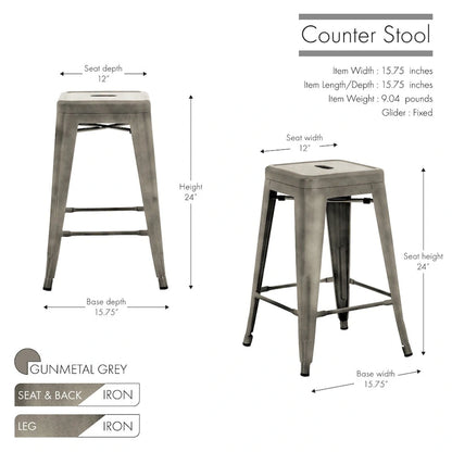 Carbon Loft Athos Indoor and Outdoor Metal Patio Counter Stool (Set of 4)