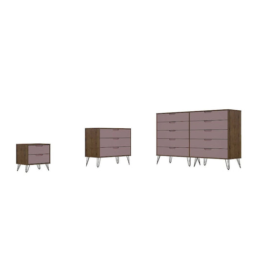 Manhattan Comfort Rockefeller 3-Piece Dresser and Nightstand Set