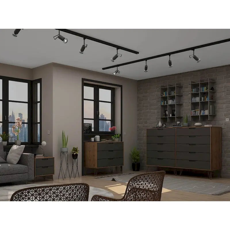 Manhattan Comfort Rockefeller 3-Piece Dresser and Nightstand Set