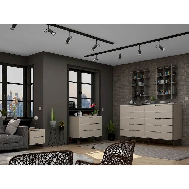 Manhattan Comfort Rockefeller 3-Piece Dresser and Nightstand Set