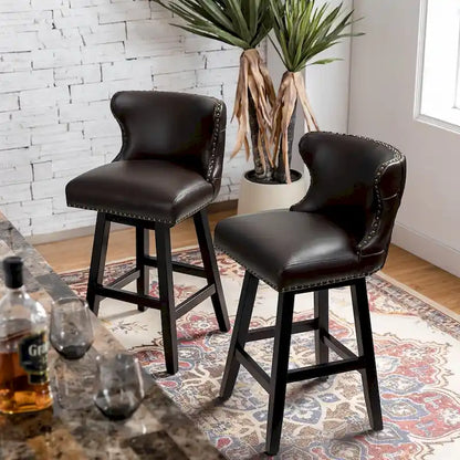 Jordan Traditional Wingback Nailhead Trim Tufted 360-degree Swivel Bar Stool Set of 2 By HULALA HOME - N/A