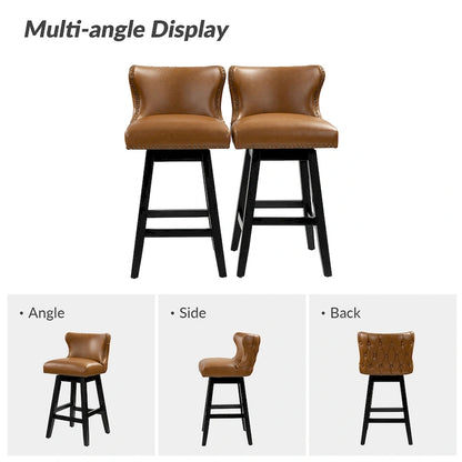 Jordan Traditional Wingback Nailhead Trim Tufted 360-degree Swivel Bar Stool Set of 2 By HULALA HOME - N/A