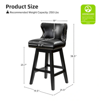 Jordan Traditional Wingback Nailhead Trim Tufted 360-degree Swivel Bar Stool Set of 2 By HULALA HOME - N/A