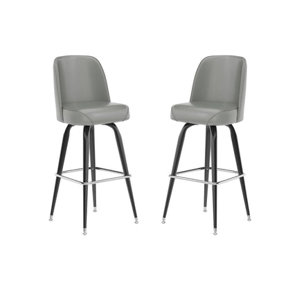 2 Pack Metal Barstool with Swivel Vinyl Upholstered Bucket Seat and Footrest - 18.5D x 18.5W x 42.5H