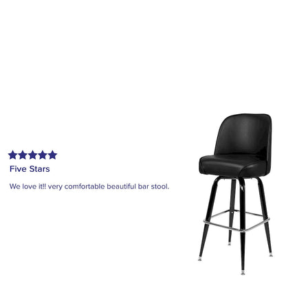 2 Pack Metal Barstool with Swivel Vinyl Upholstered Bucket Seat and Footrest - 18.5D x 18.5W x 42.5H