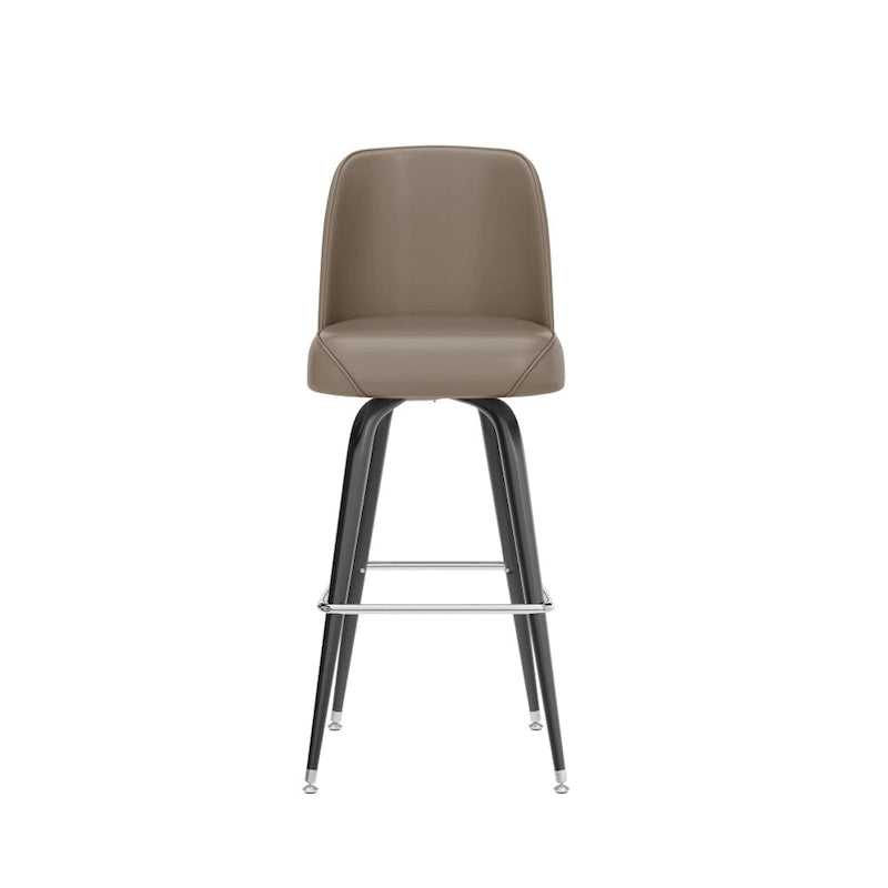 2 Pack Metal Barstool with Swivel Vinyl Upholstered Bucket Seat and Footrest - 18.5D x 18.5W x 42.5H
