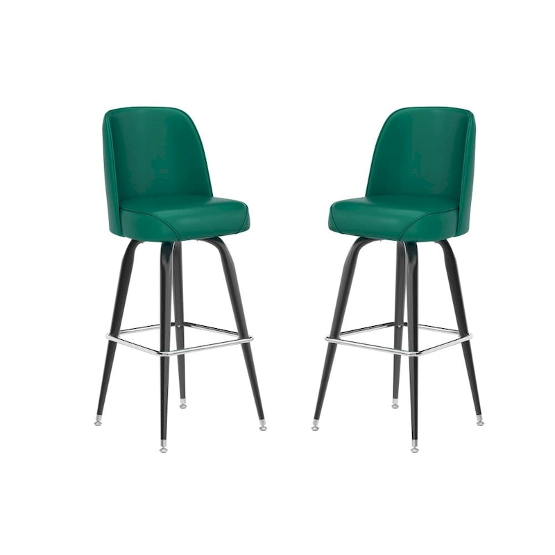 2 Pack Metal Barstool with Swivel Vinyl Upholstered Bucket Seat and Footrest - 18.5D x 18.5W x 42.5H