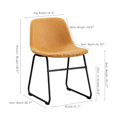 Modern Faux Leather Dining Chairs with Metal Frame (Set of 2) - Water Resistant