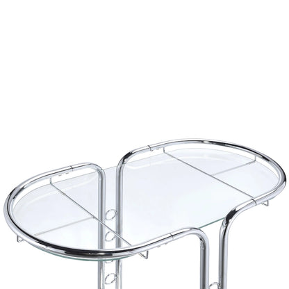 Daxton Modern Chrome Glass Top Serving Cart with Casters by Furniture of America