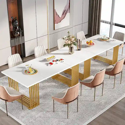 Modern Dining Table for 6-8 People, 70.8 Inch Long White Dining Room