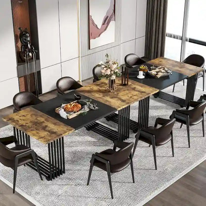 Modern Dining Table for 6-8 People, 70.8 Inch Long White Dining Room