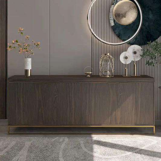 Clihome Furniture Wood 4-Door Accent Cabinet