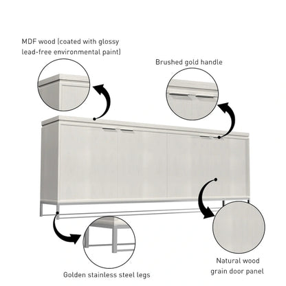 Clihome Furniture Wood 4-Door Accent Cabinet