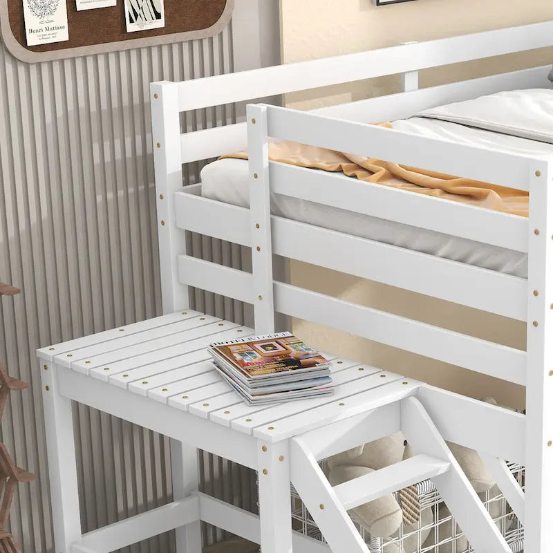 Loft Bed with Platform,ladder