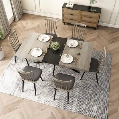 Retro Rectangular Dining Table with Carole Top and Black Embossed Center Plate