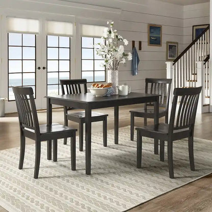 Wilmington II 48-Inch Rectangular Antique Black 5-Piece Dining Set by iNSPIRE Q Classic