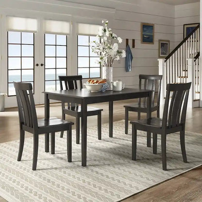 Wilmington II 48-Inch Rectangular Antique Black 5-Piece Dining Set by iNSPIRE Q Classic