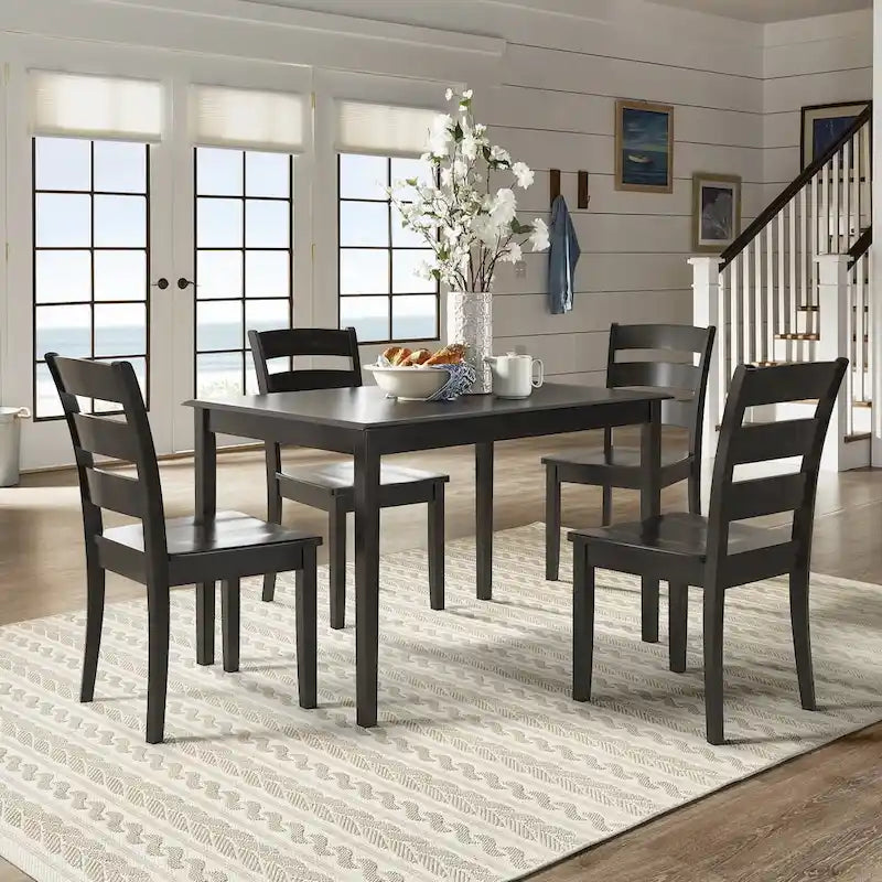 Wilmington II 48-Inch Rectangular Antique Black 5-Piece Dining Set by iNSPIRE Q Classic
