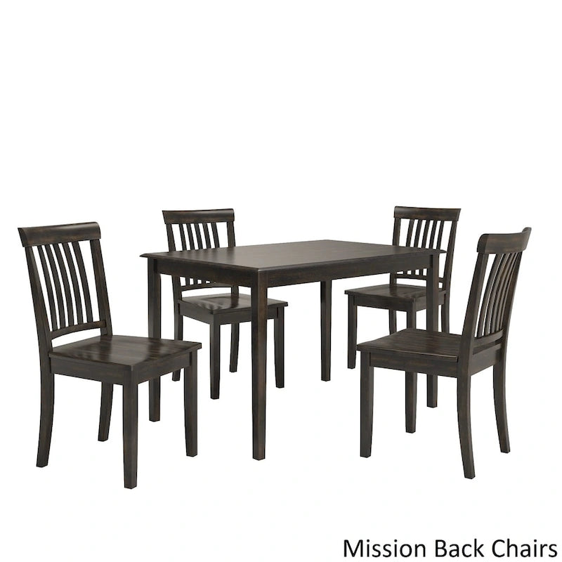 Wilmington II 48-Inch Rectangular Antique Black 5-Piece Dining Set by iNSPIRE Q Classic