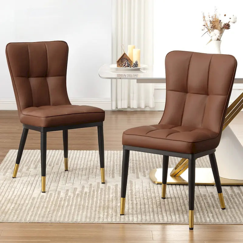 Upholstered Dining Chairs Set of 2 with Metal Legs