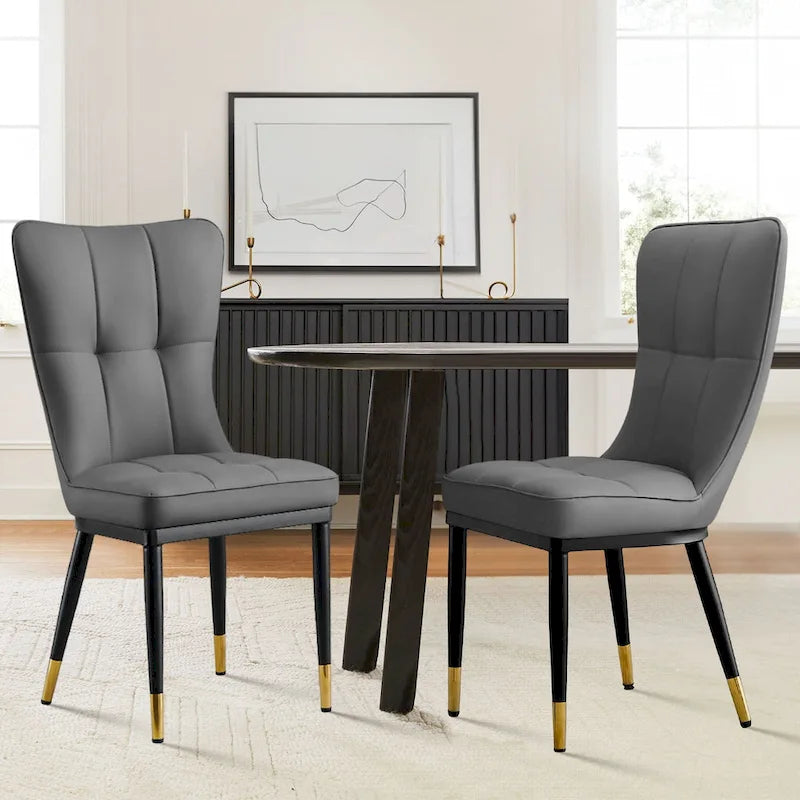 Upholstered Dining Chairs Set of 2 with Metal Legs