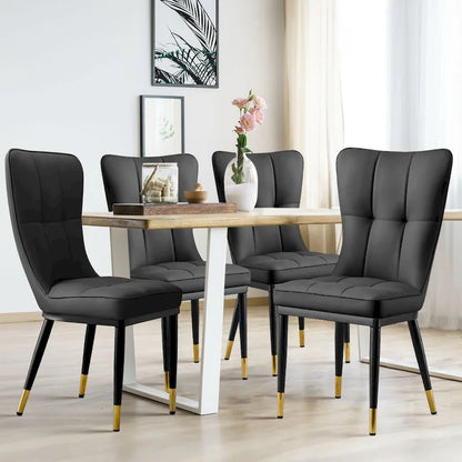 Upholstered Dining Chairs Set of 2 with Metal Legs