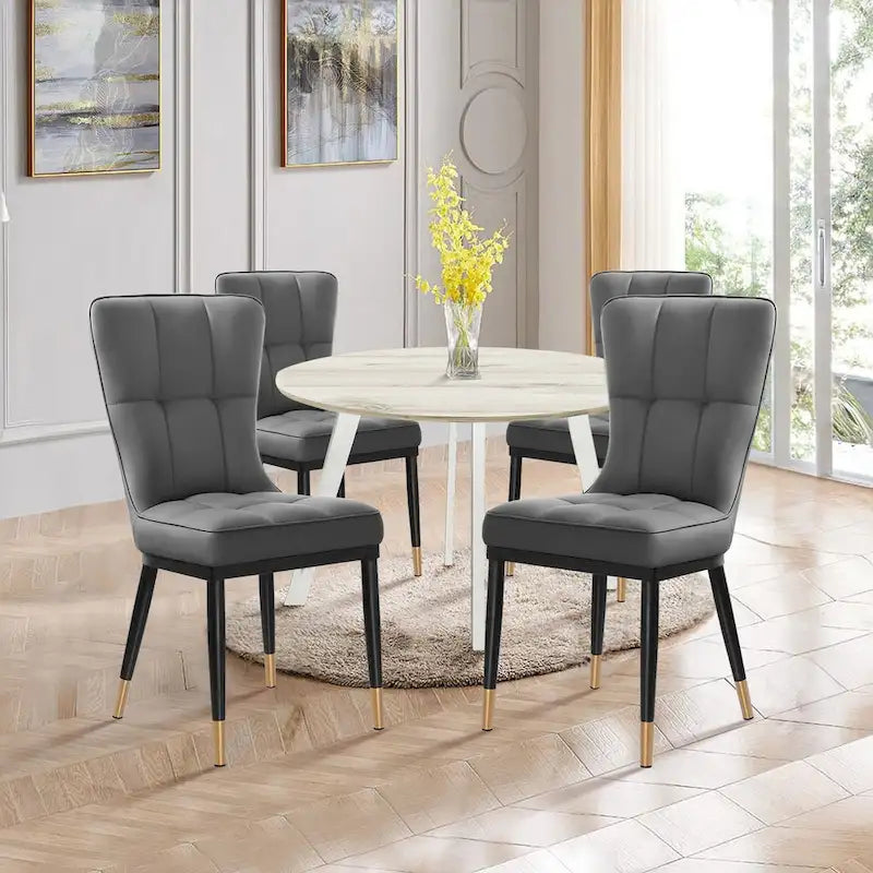 Upholstered Dining Chairs Set of 2 with Metal Legs