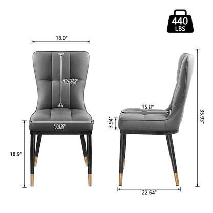 Upholstered Dining Chairs Set of 2 with Metal Legs