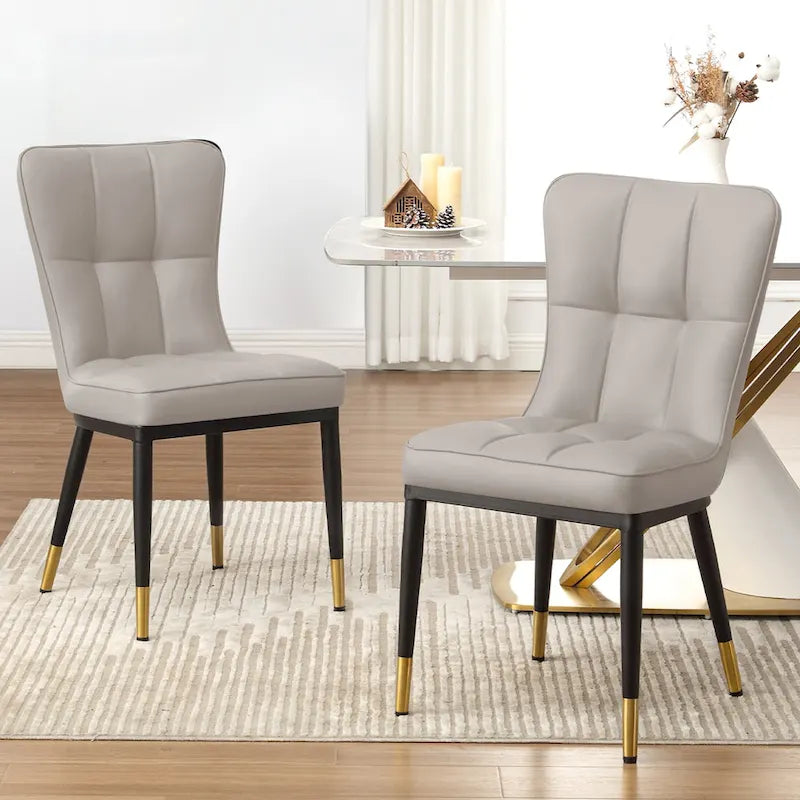 Upholstered Dining Chairs Set of 2 with Metal Legs